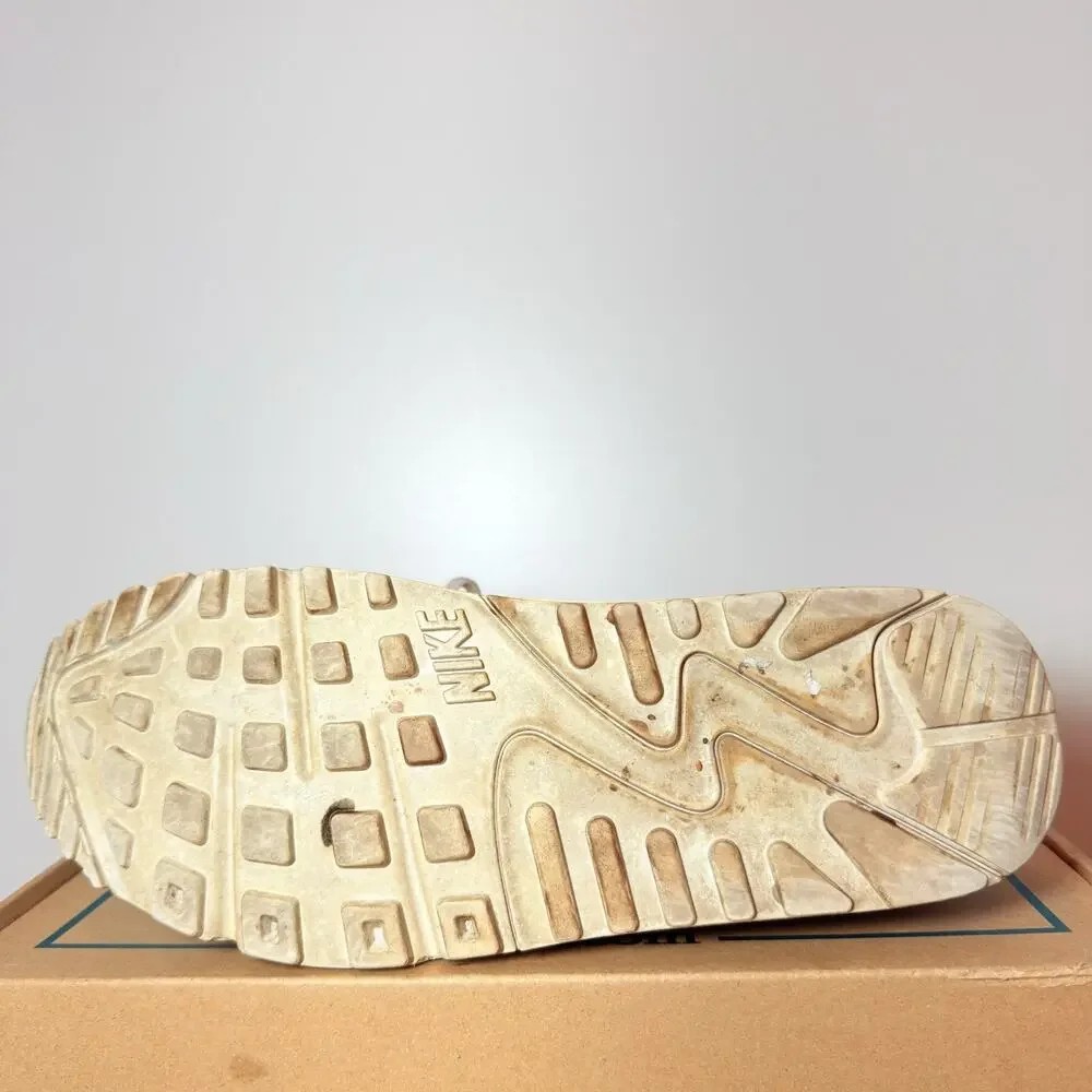 Nike Air Max 90 Recraft Womens Size 9.5 Triple White Chunky Casual Sneakers